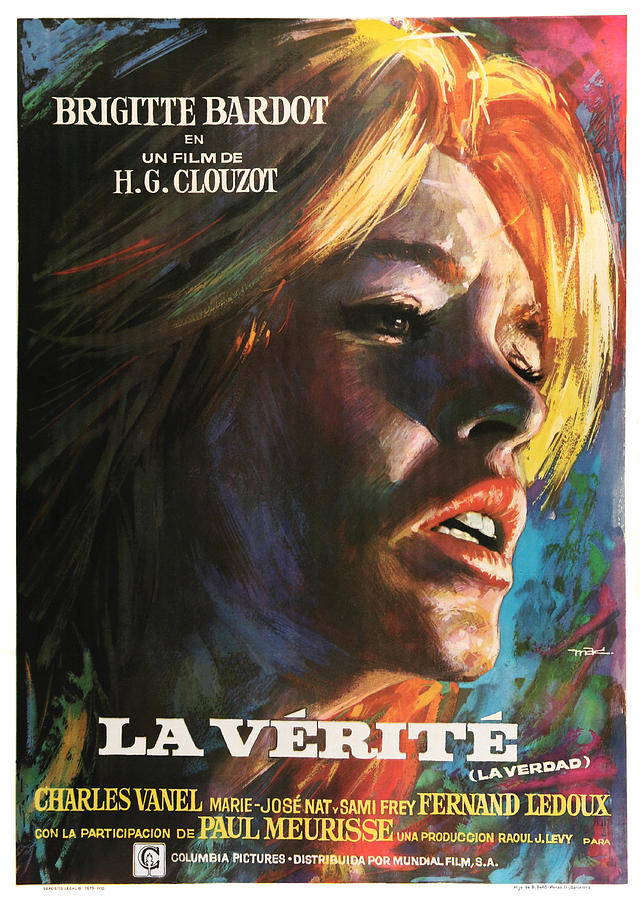 Vintage Mixed Media - La Verite, 1960 - art by Macario Quibus by Movie World Posters