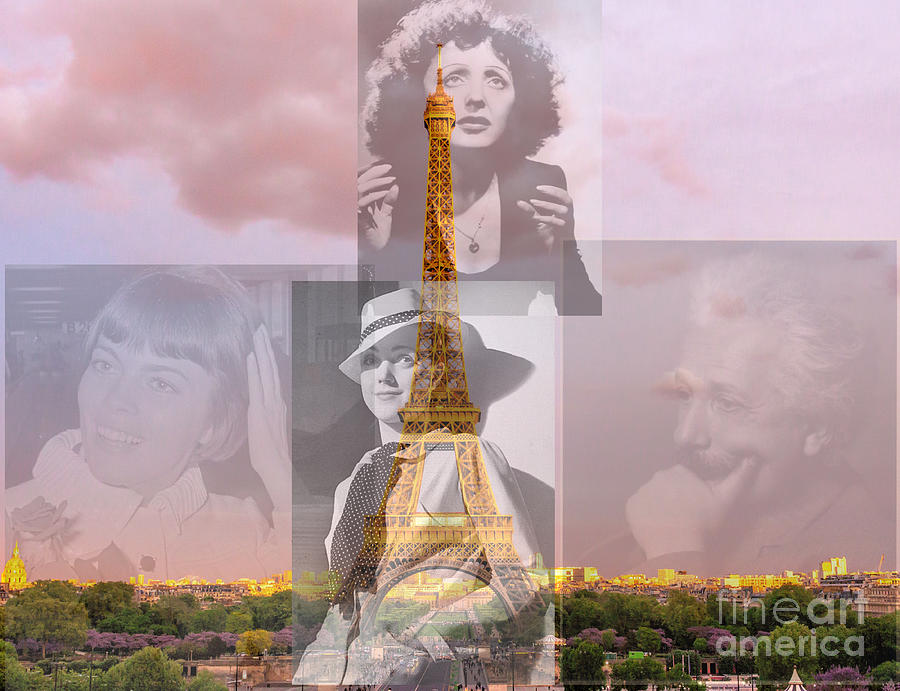Albert Einstein Digital Art - La Vie en Rose Under the Eiffel Tower by Diane Hocker