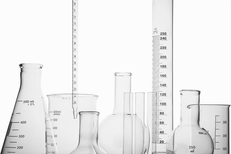 Lab equipment or glassware on a white background Photograph by Robert George Young
