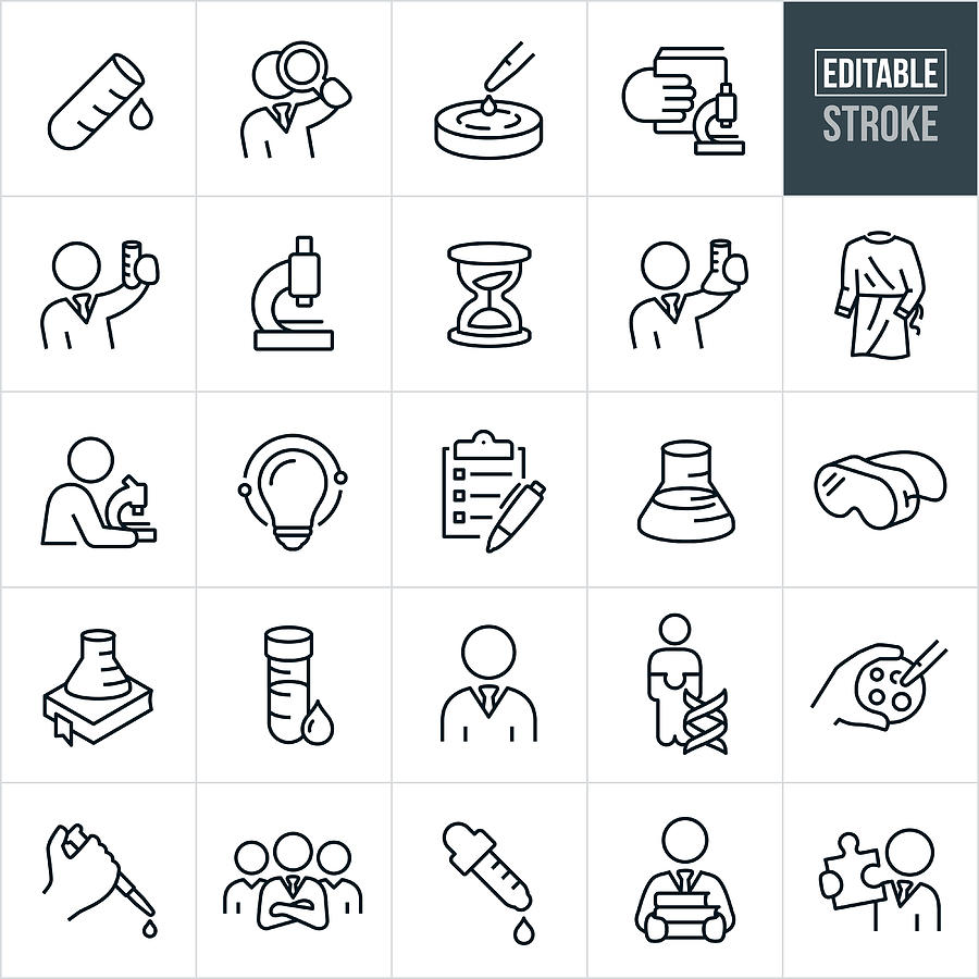 Laboratory Thin Line Icons - Editable Stroke Drawing by Appleuzr