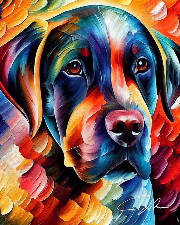 Labrador Retriever Abstract Portrait Painting By Nam Nguyen - Fine Art 