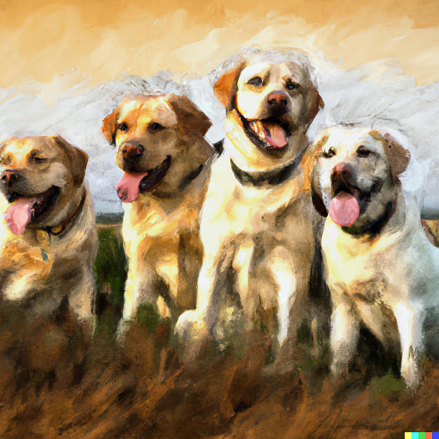 Labs outdoors Painting by Ryan Rybarczyk - Fine Art America