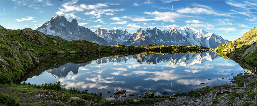 Lac des Cheserys. Mountains by Chamonix Valley, French Alps. Photograph ...