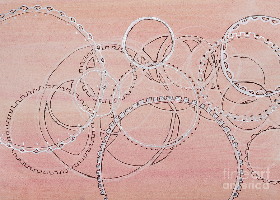 Lace and Gears -Watercolor Abstract Painting by Patty Donoghue