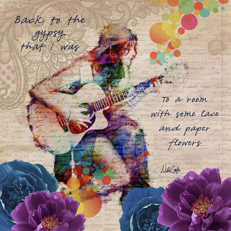 Stevie Nicks Digital Art - Lace and Paper Flowers Square by Nikki Marie Smith