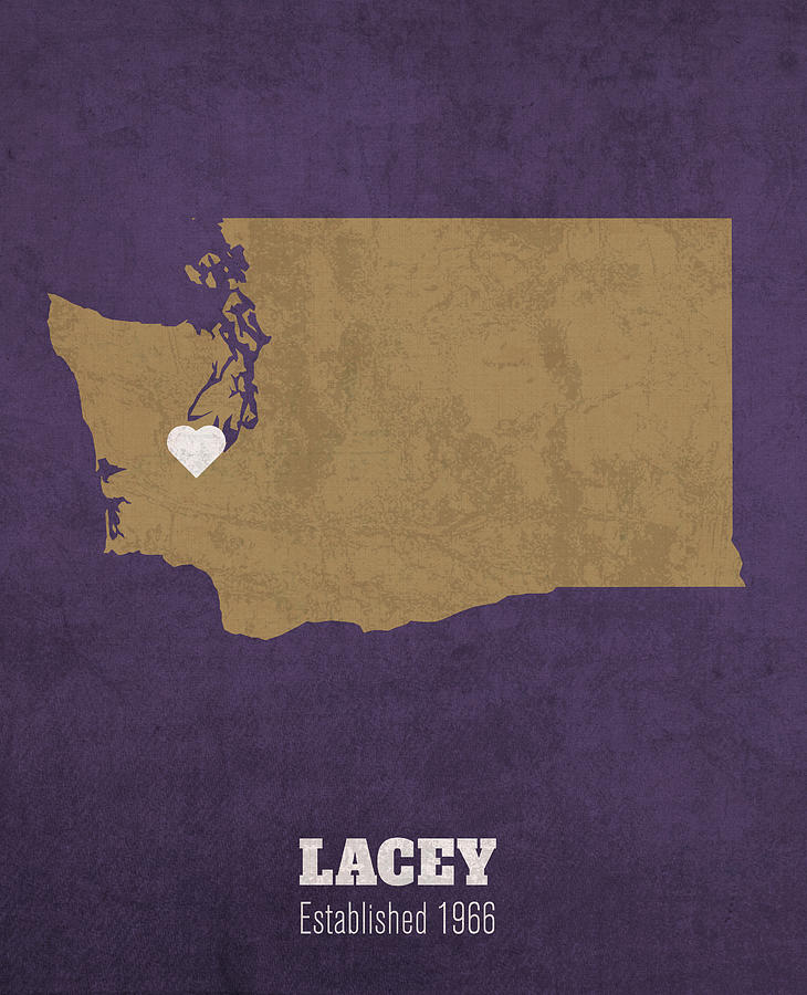 Lacey Washington City Map Founded 1966 University of Washington Color Palette Mixed Media by 