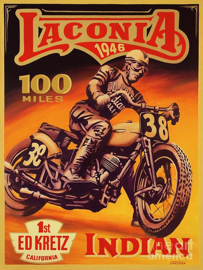 Motorcycle Painting - Laconia Indian 100	 by Roberto Cartega