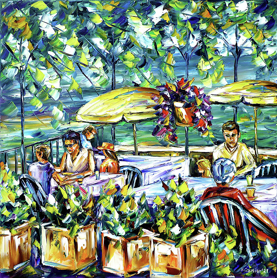 Lacoste, Cafe de France Painting by Mirek Kuzniar