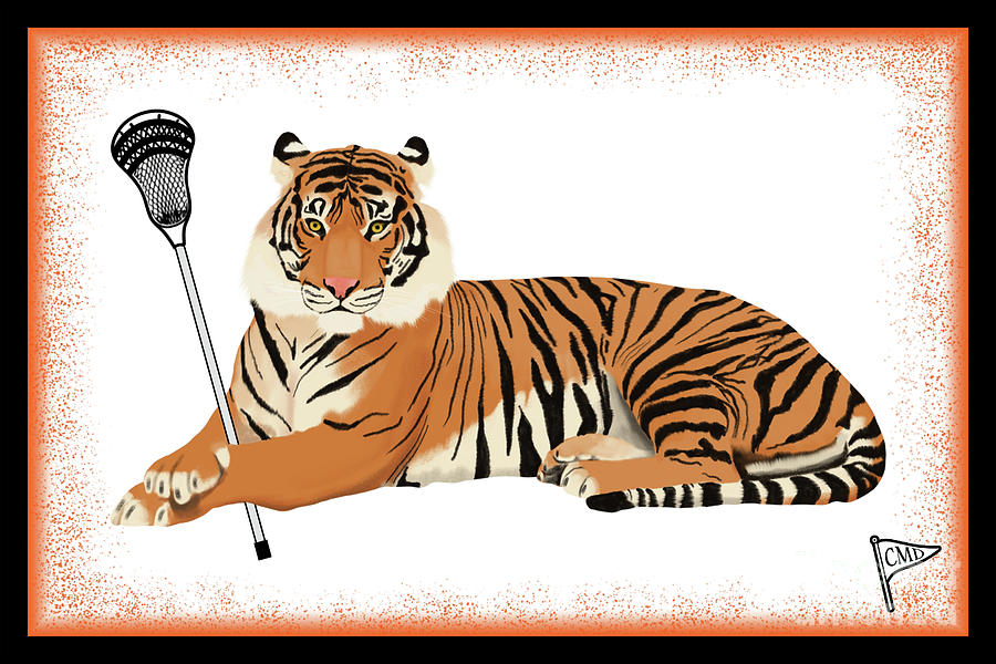 Lacrosse Digital Art - Lacrosse Tiger Orange by College Mascot Designs