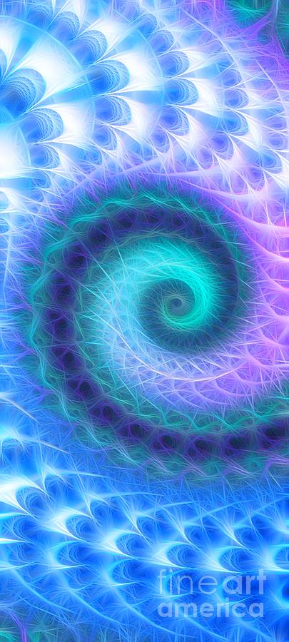 Lacy Blue Spiral Digital Art by Rachel Hannah