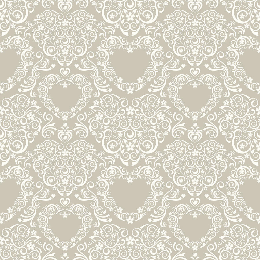 Lacy Hearts Seamless Pattern Drawing by Jammydesign