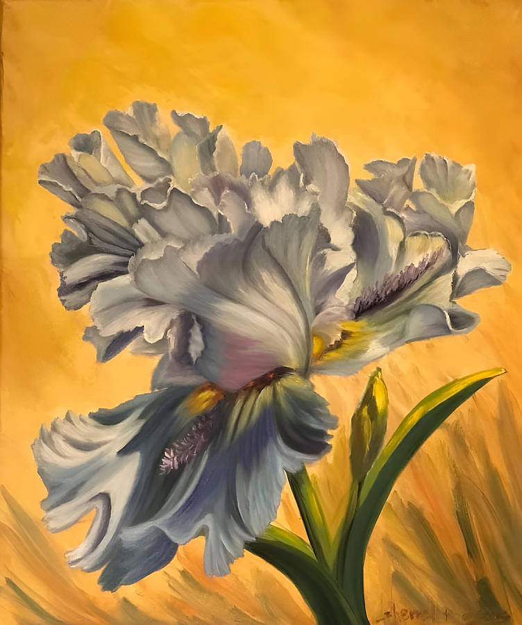 Lacy Iris Painting by Sherrell Rodgers