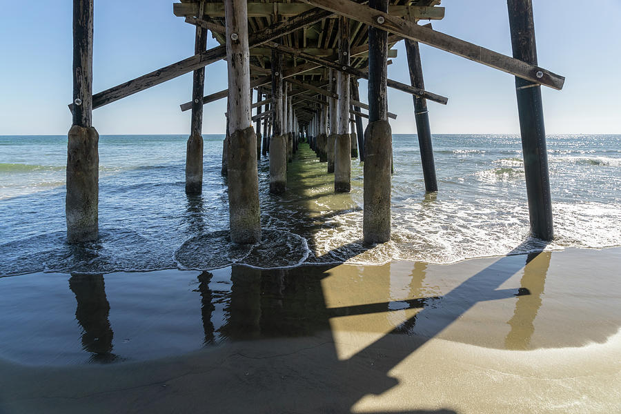 Lacy Seafoam - Waves Under the Newport Beach Pier in Orange County California Photograph by Georgia Mizuleva