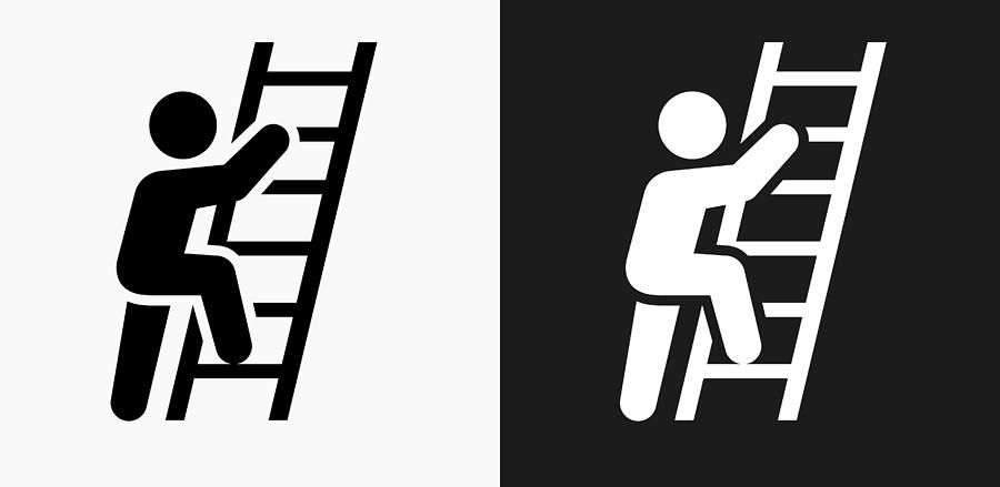 Ladder Of Success Icon on Black and White Vector Backgrounds Drawing by Bubaone