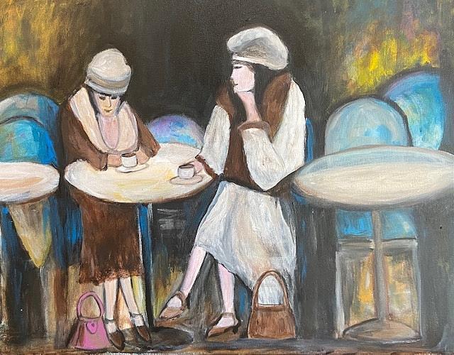 Ladies at Tea Painting by Denice Palanuk Wilson