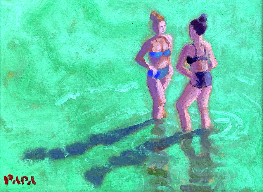 Ladies in Wading Painting by Ralph Papa