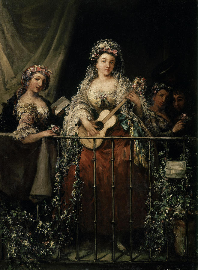 Ladies on a Balcony - 1862 - 107x81 cm - oil on canvas. Painting by Eugenio Lucas Velazquez -1817-1870-