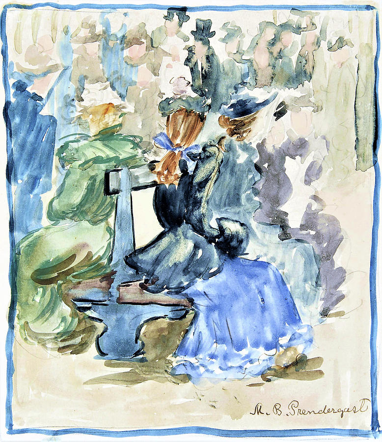 Ladies Seated on a Bench - Digital Remastered Edition Painting by Maurice Brazil Prendergast