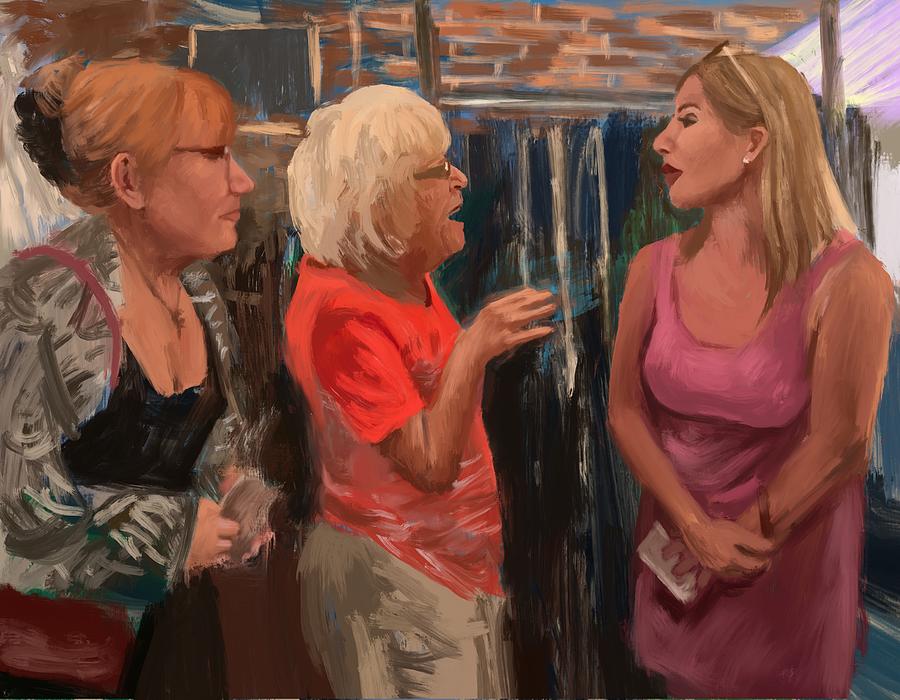Ladies Shopping  Painting by Larry Whitler