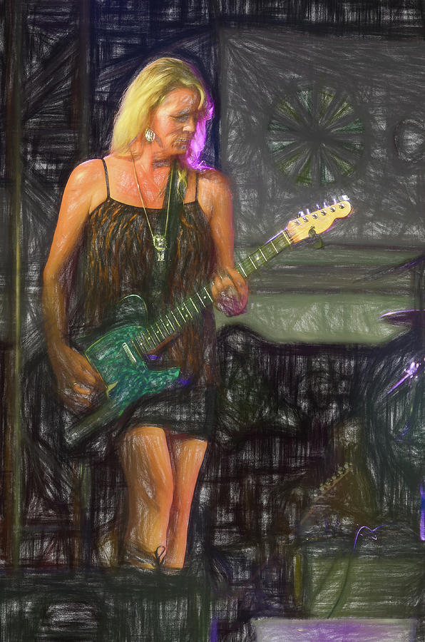 Lady and Her Guitar Digital Art by John Kirkland