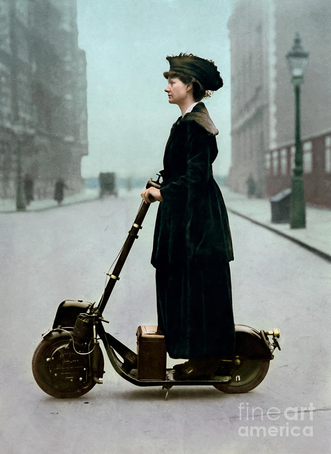 Lady and the Scooter in 1916 Photograph by Franchi Torres
