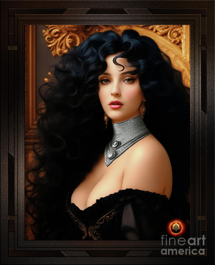 Lady Astina Mativlovski Mistress Of Ravenaire Castle An Alluring AI Concept Art Portrait by Xzendor7 Painting by Xzendor7