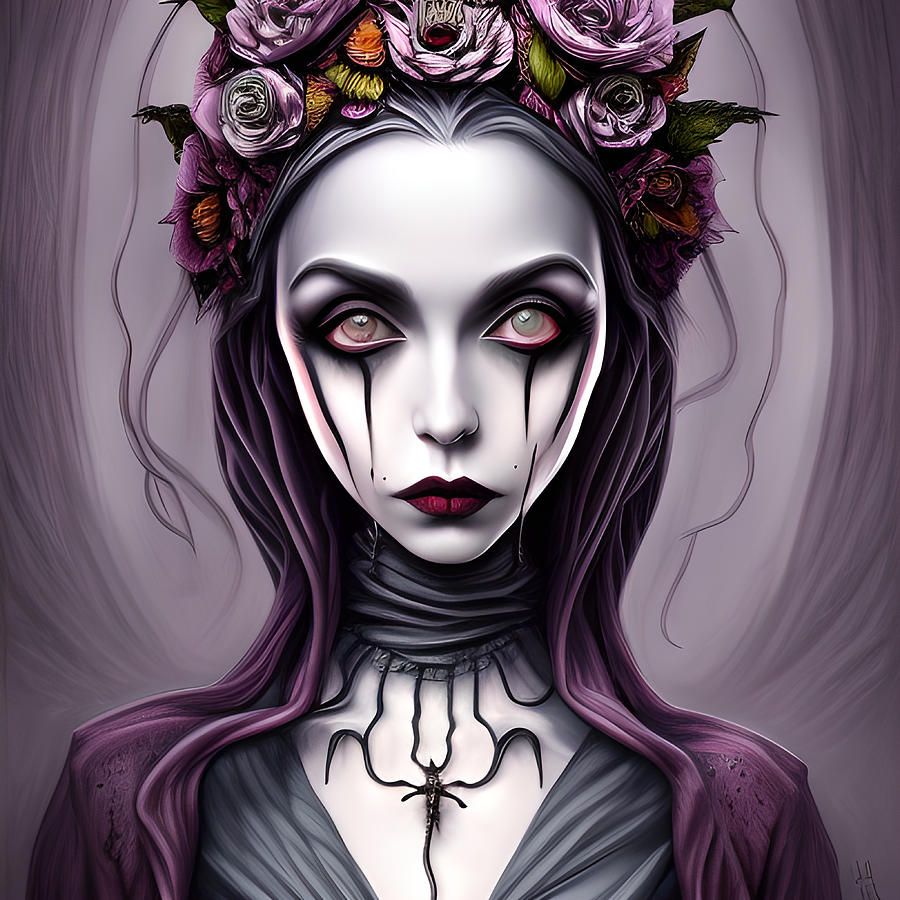 Lady Bela Portrait Of A Gothic Doll In Burtonesque Style Digital Art by ...