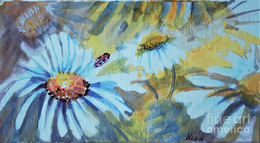 Lady Bug Daisy Painting by Mindy Newman