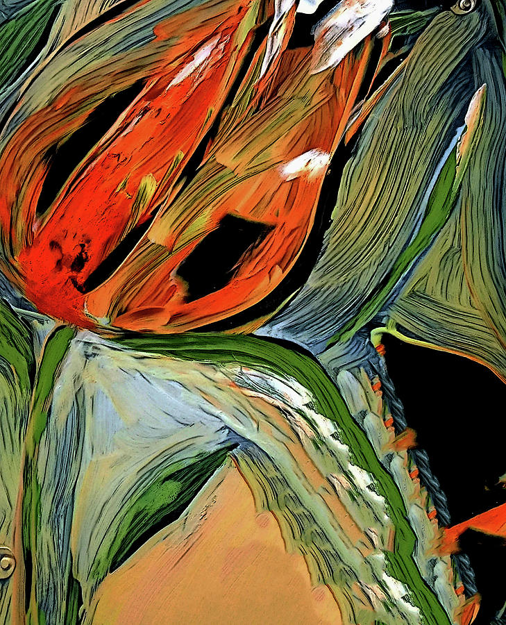 Lady Bug Tulip Abstract Painting by Lisa Kaiser