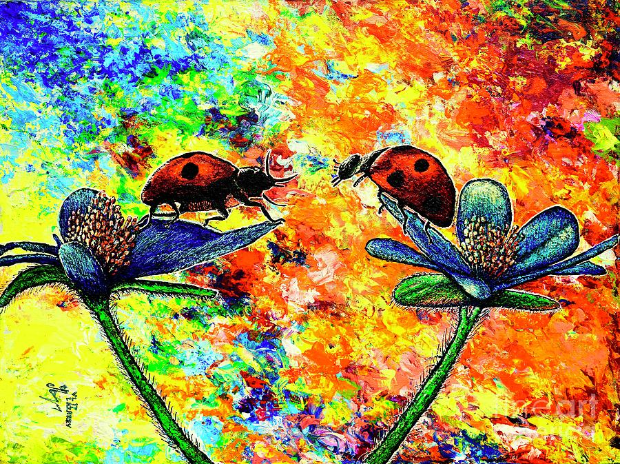 Lady Bugs Painting by Viktor Lazarev