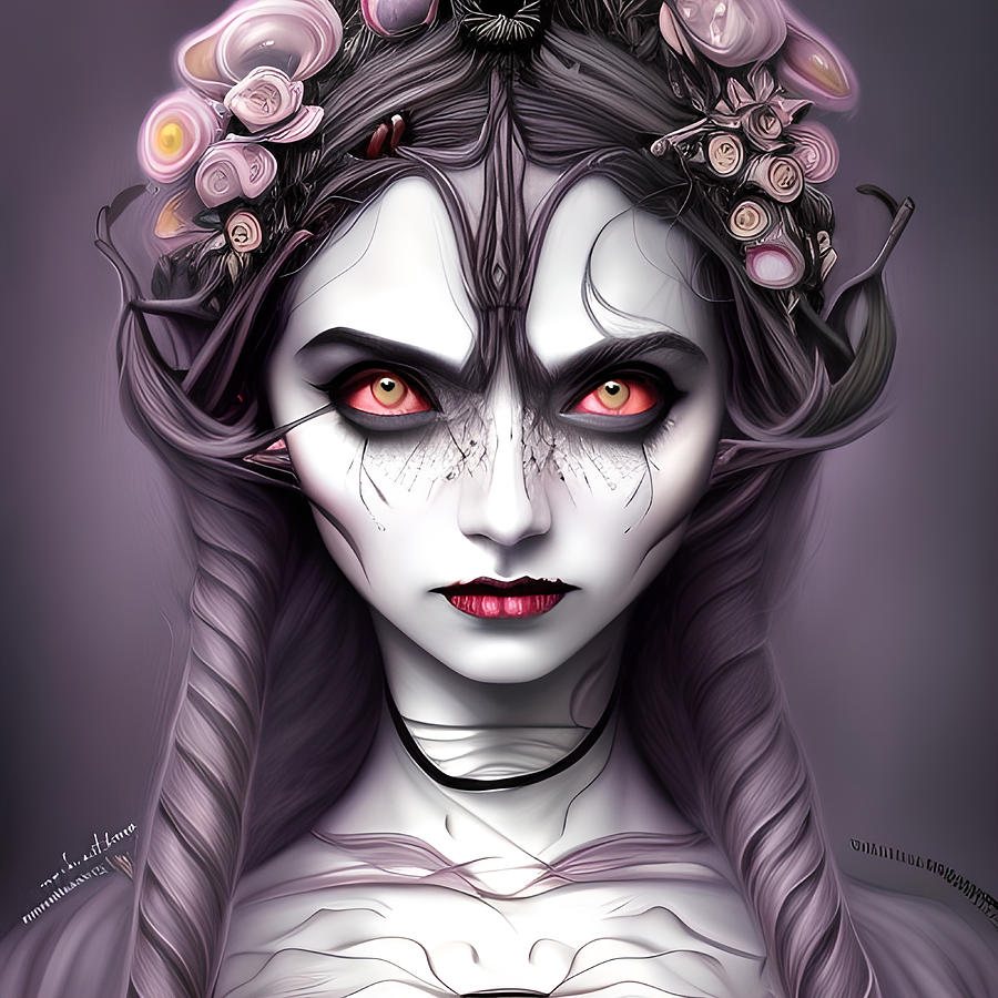 Lady Charity Portrait Of A Gothic Doll In Burtonesque Style Digital Art 