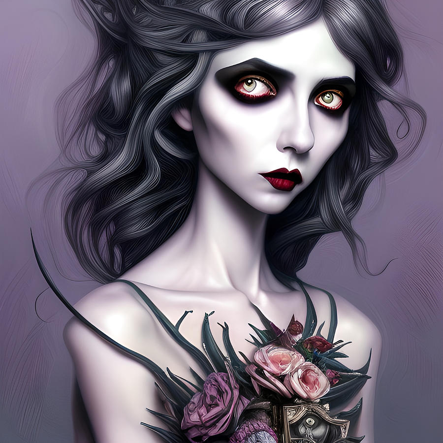 Lady Chrysanthe Portrait Of A Gothic Doll In Burtonesque Style Digital ...
