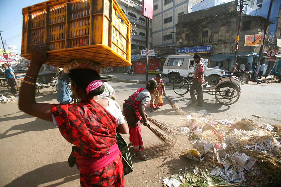 Lady cleaning road in Ranchi city capital of Jharkhand, India Photograph by Dinodia Photo