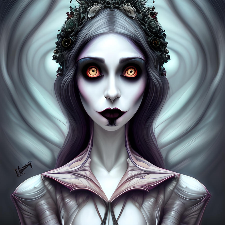 Lady Derla Portrait Of A Gothic Doll In Burtonesque Style Digital Art ...