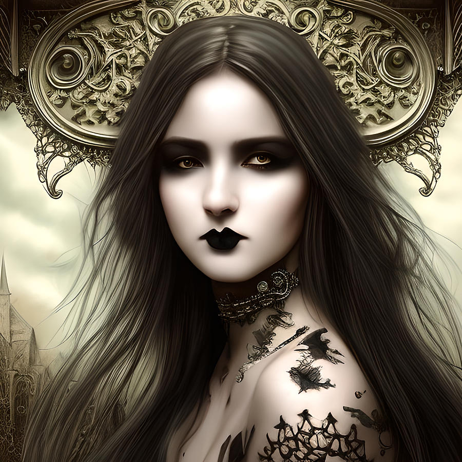 Lady Evelyn Original Portrait of Gothic Womanly Splendor Digital Art by ...