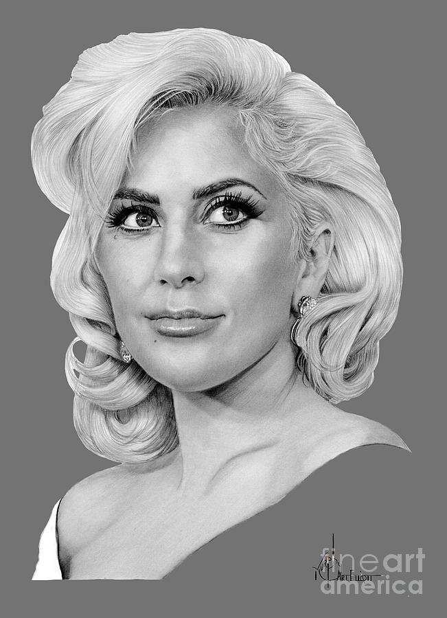 Lady Gaga drawing Drawing by Murphy Elliott