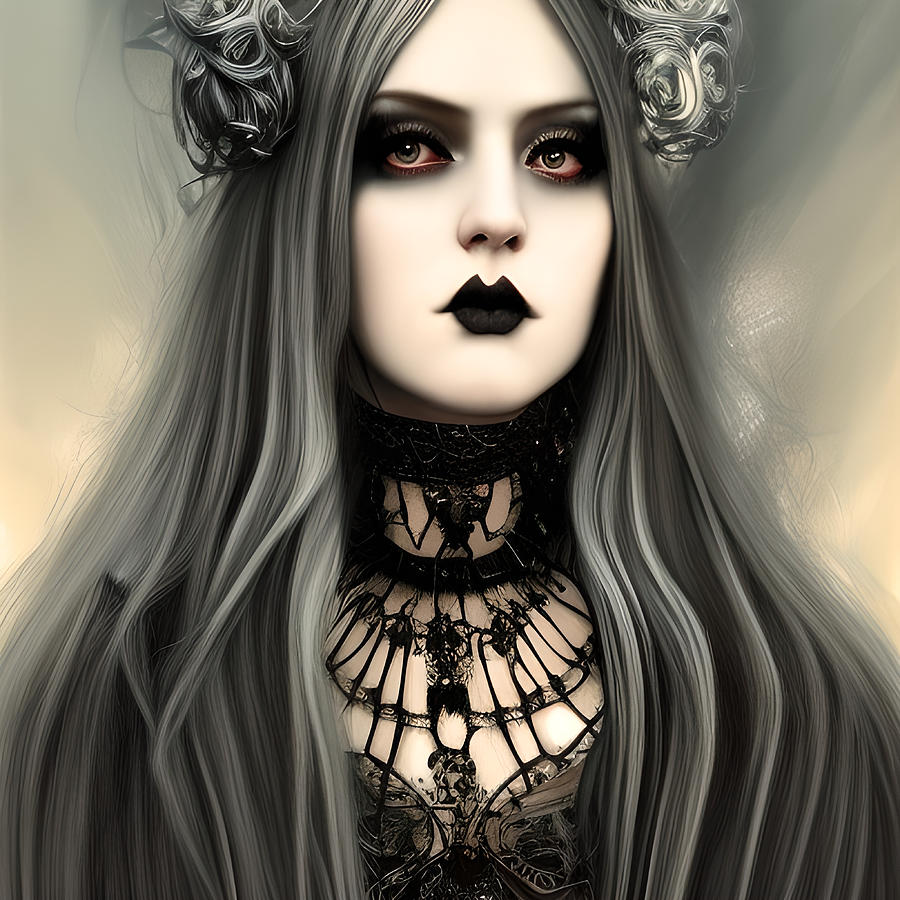 Lady Gagga Original Portrait of Gothic Womanly Splendor Digital Art by ...