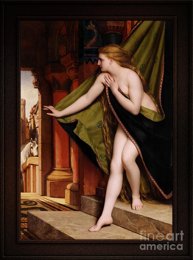 Lady Godiva c1870 by Jozef Henri Francois Van Lerius Remastered Xzendor7 Classical Art Reproductions Painting by Rolando Burbon