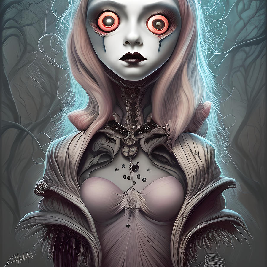 Lady Griselda Portrait Of A Gothic Doll In Burtonesque Style Digital ...