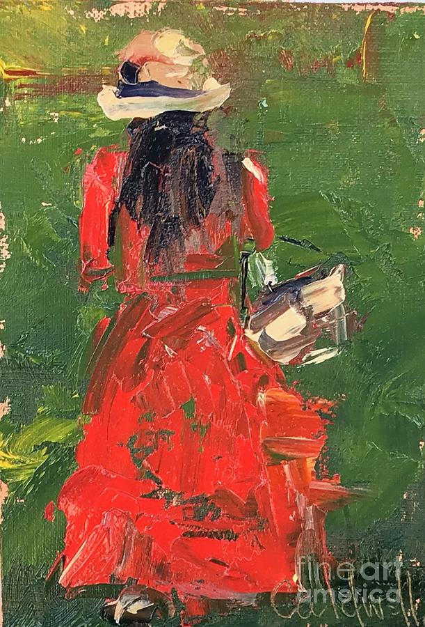 Lady in Red Painting by Patricia Caldwell