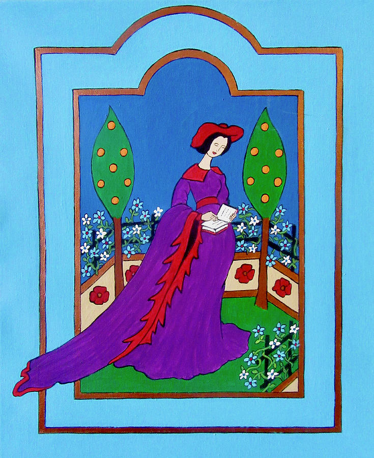 Lady in a garden Painting by Stephanie Moore