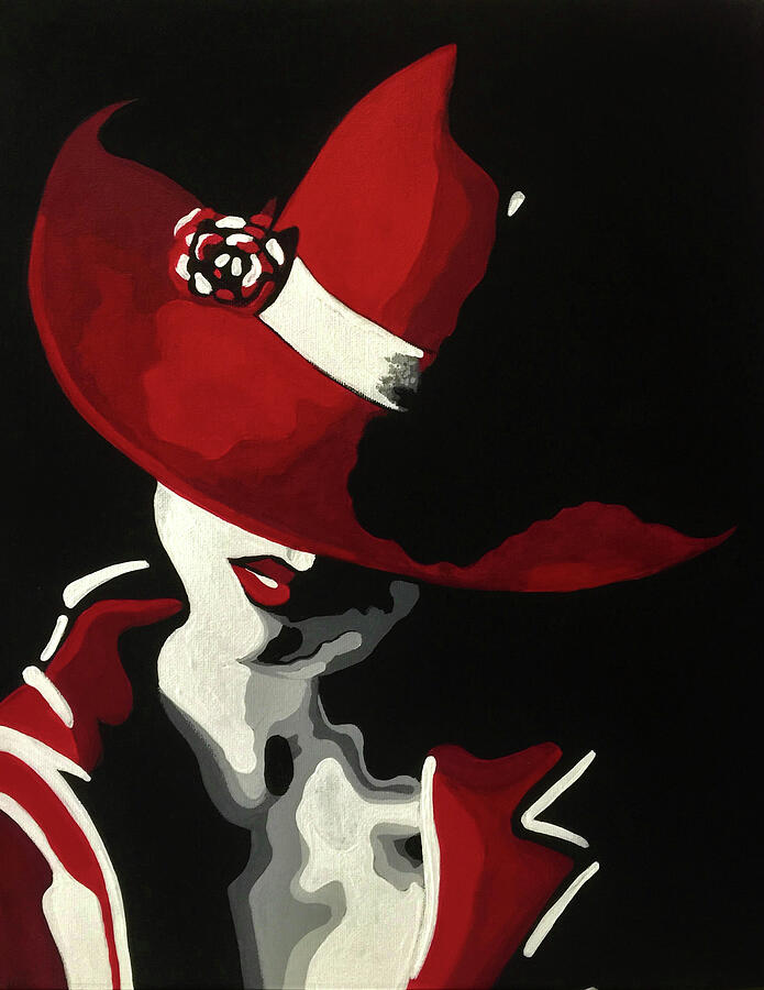 Lady In A Red Hat Painting by Jacqueline Brodie Welan Fine Art