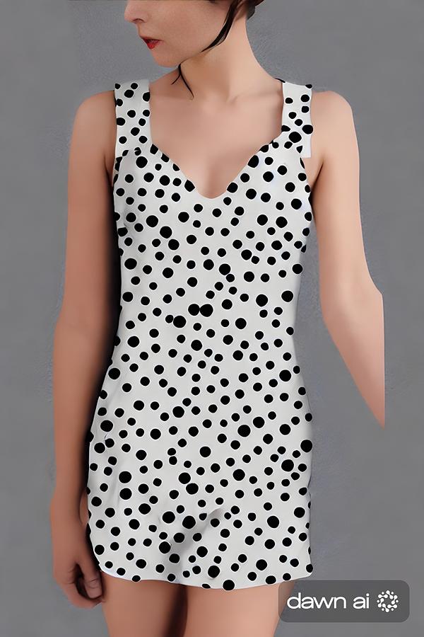 Lady in a simple polka dot dress Digital Art by John Buttons - Fine Art America