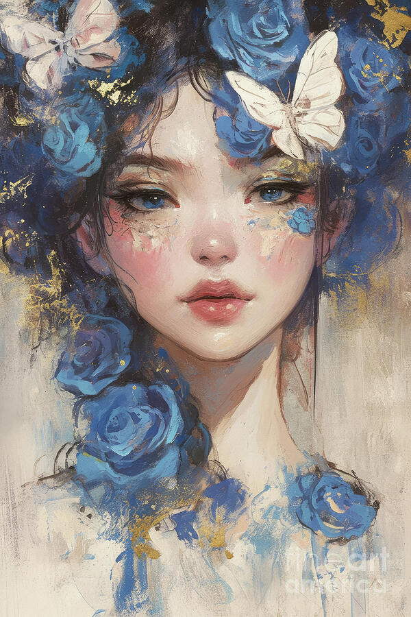 Lady In Blue 3 Painting by Tina LeCour Lady In Blue 3 Painting by Tina LeCour