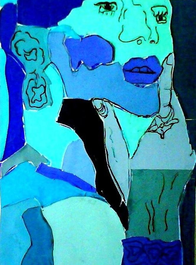Lady in Blue Mixed Media by Suzanne Berthier