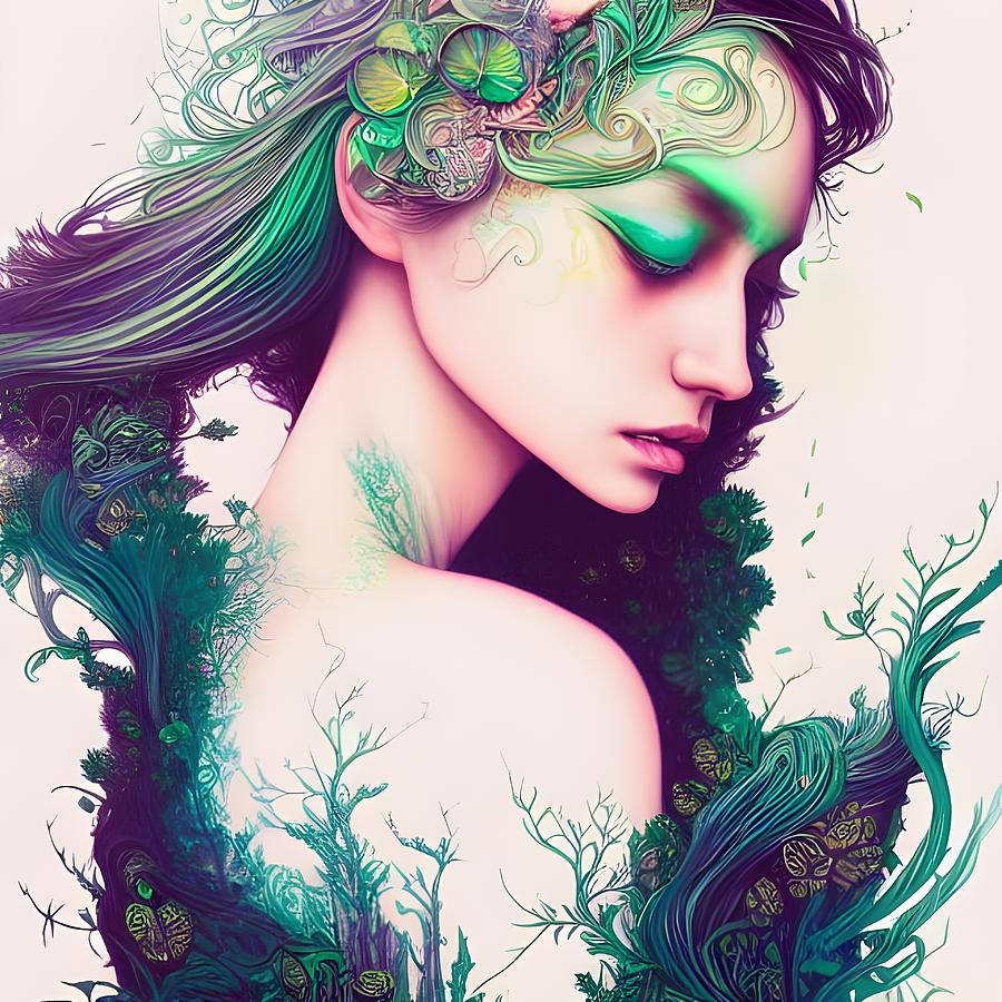 Lady In Green Digital Art by Beverly Read