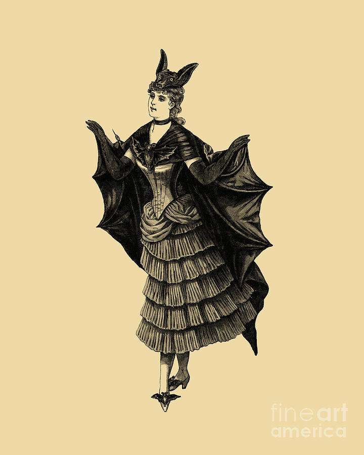 Bat Digital Art - Lady In Halloween Costume by Madame Memento