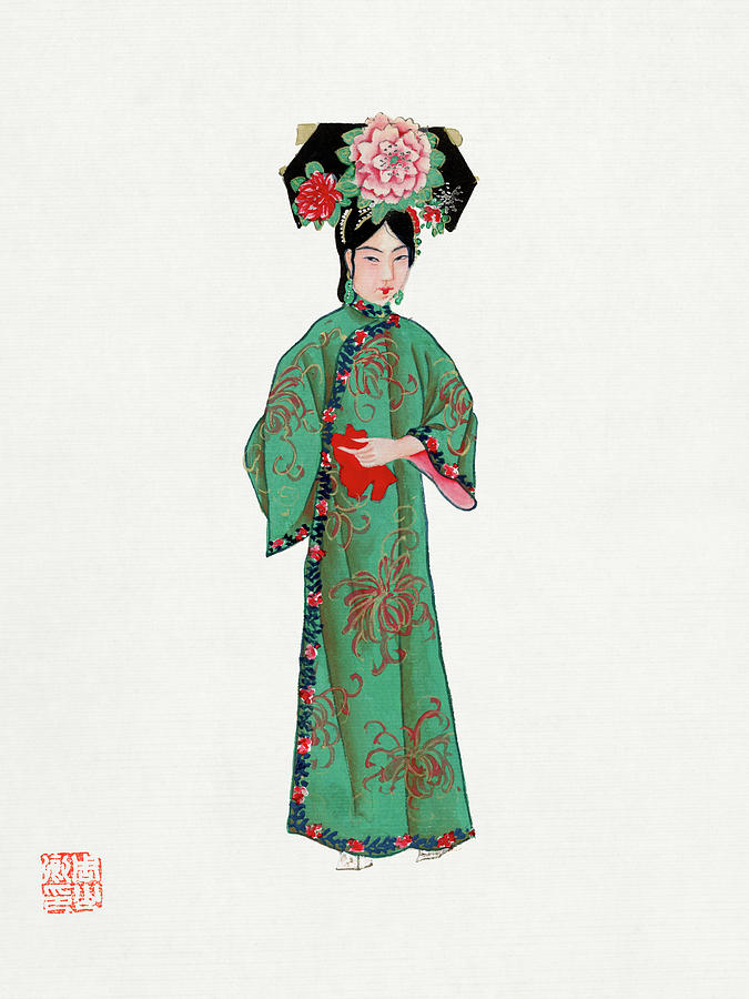 Vintage Painting - Lady in modern Manchu costume by Vintage Chinese Clothing