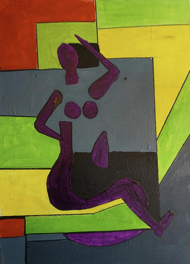 Lady in Purple Abstract Painting by Cathy Anderson