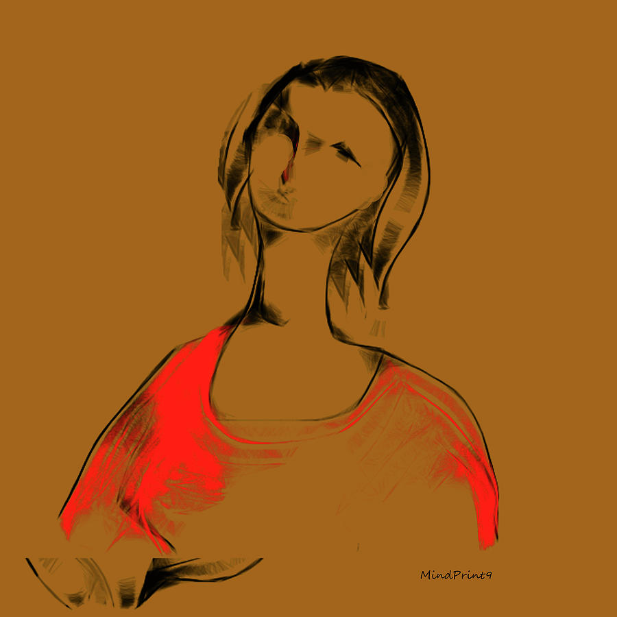 Lady in Red Digital Art by Asok Mukhopadhyay